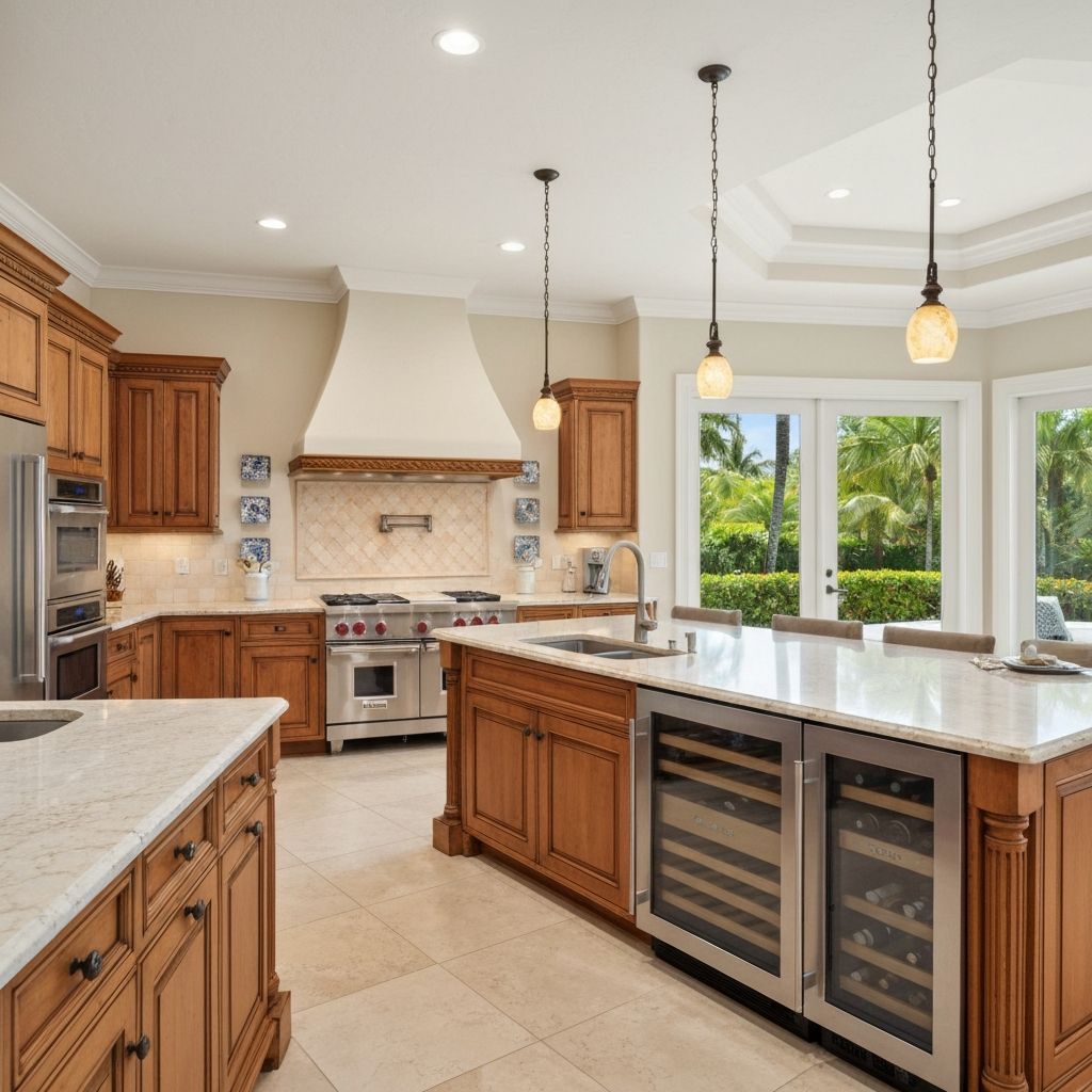 Chef kitchen in coastal luxury home